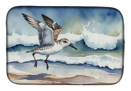 Sanderling Racing the Tide Dish Drying Mat Absorbent Dish Drying Mat Pad for Kitchen Counter Dish Drainer Mat for Countertop, 14 x 21", Multicolor