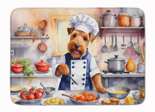 Welsh Terrier The Chef Memory Foam Kitchen Mat Machine Washable Anti-Fatigue Mat Cushion Comfort Bath Mat or Kitchen Rug