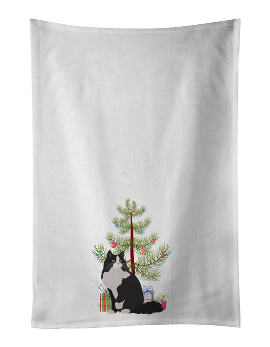 NEW Ragamuffin Cat Christmas Kitchen Towel Set of 2 White Dish Towels Decorative Bathroom Hand towel for Hand, Face, Hair, Yoga, Tea, Dishcloth, 19 X 28", White