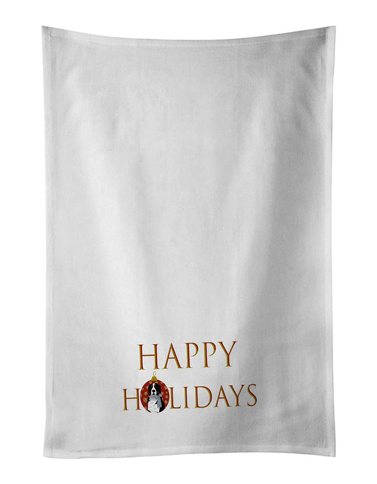 NEW Bernese Mountain Dog #3 Happy Holidays Kitchen Towel Set of 2 White Dish Towels Decorative Bathroom Hand towel for Hand, Face, Hair, Yoga, Tea, Dishcloth, 19 X 28", White