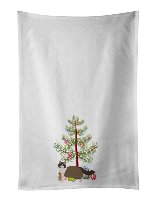 NEW Ragdoll Cat Christmas Kitchen Towel Set of 2 White Dish Towels Decorative Bathroom Hand towel for Hand, Face, Hair, Yoga, Tea, Dishcloth, 19 X 28", White